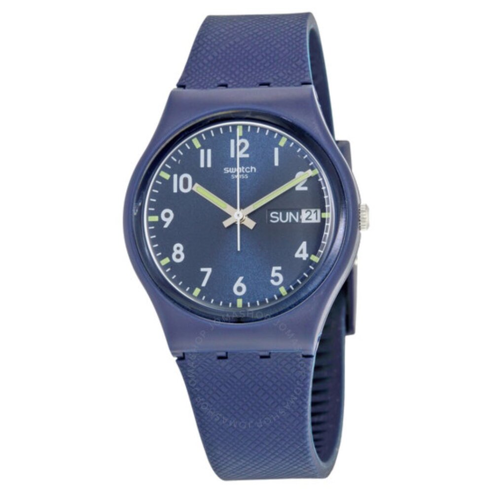 Swatch Blue Classic Analog Watch with Day-Date